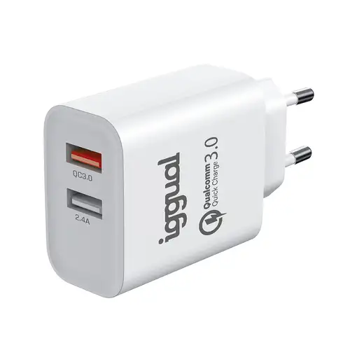 iggual Cargador 2xUSB carga rápida QC3.0 30W