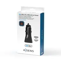 AISENS Cargador de Coche 38W,1XUSB-C PD3.0 20W,1XUSB-A QC3.0 18W, Negro