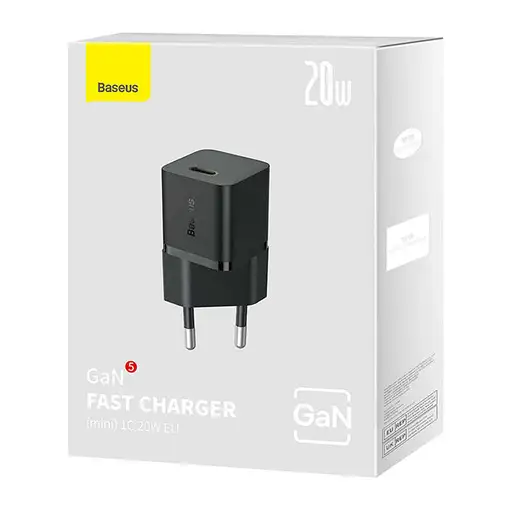 Baseus GaN5 20W Mini Universal Negro Corriente alterna Carga rápida Interior