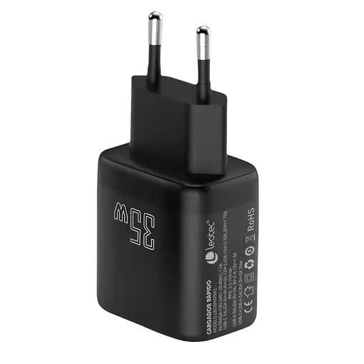 Leotec LECSPH35W2K cargador de dispositivo móvil Universal Negro Corriente alterna