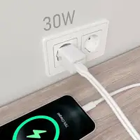 AISENS Cargador Gan 30W, 1xUSB-C PD3.0 QC4.0, 1xUSB-A QC3.0, Blanco
