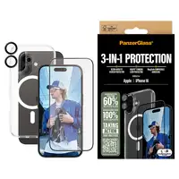 PanzerGlass ® 3-in-1 Protection Bundle iPhone 16 Protector de pantalla Apple 1 pie