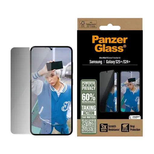 PanzerGlass ® Privacy Screen Protector Samsung Galaxy S25+ | S24+ | Ultra-Wide Fit