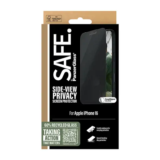 PanzerGlass SAFE. by ® Privacy Screen Protector iPhone 16 | 15 | Ultra-Wide Fit Pr