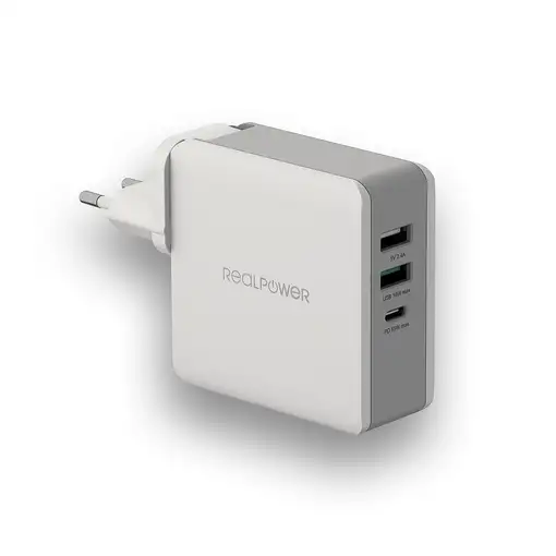 RealPower DeskCharge-65 Travel Universal Gris Corriente alterna Interior