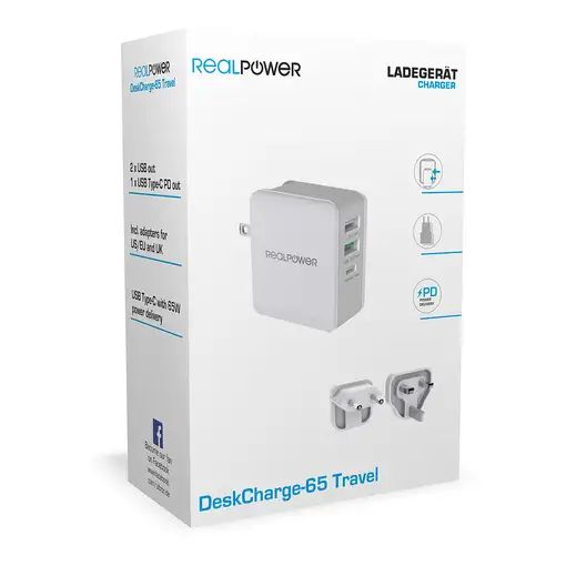 RealPower DeskCharge-65 Travel Universal Gris Corriente alterna Interior