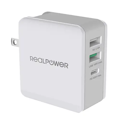RealPower DeskCharge-65 Travel Universal Gris Corriente alterna Interior