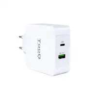 TooQ Cargador de Pared doble puerto USB-C PD + USB A QC3.0, 48W