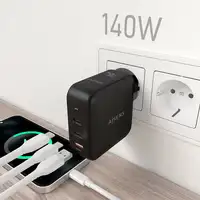 AISENS Cargador GaN 140W, 2xUSB-C PD3.1 QC4.0, 1xUSB-A QC3.0, Negro