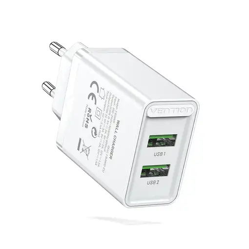 Vention Cargador de Pared FBAW0-EU/ 2xUSB/ 18W/ Blanco