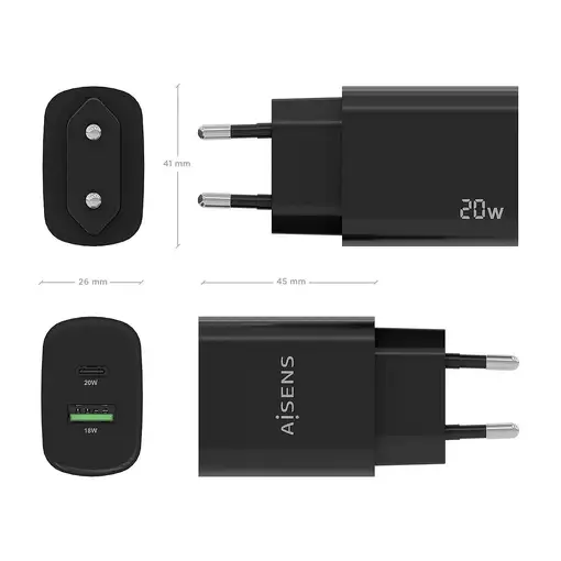 AISENS A110-0755 cargador de dispositivo móvil Universal Negro Corriente alterna C