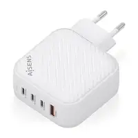 AISENS Cargador GaN 100W, 3xUSB-C PD3.0 QC4.0, 1xUSB-A QC3.0, Blanco