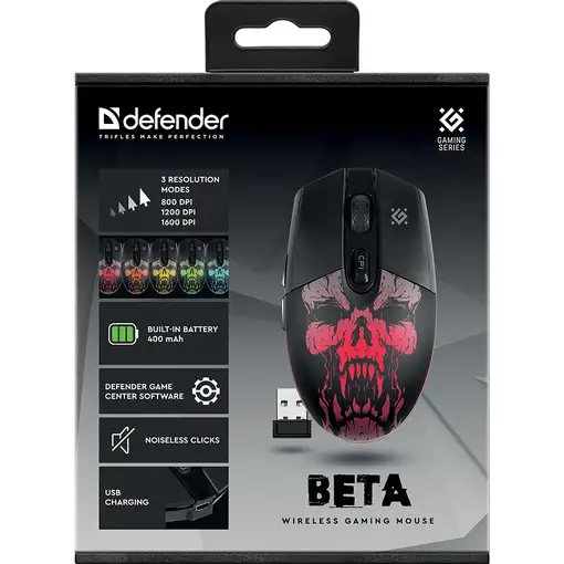 Defender Beta GM-707L ratón Juego mano derecha RF inalámbrico Óptico 1600 DPI