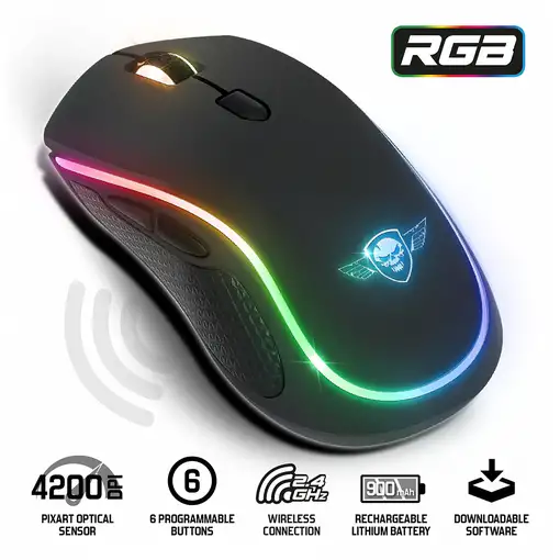Spirit of Gamer PRO-M9 ratón Juego Ambidextro RF inalámbrico Óptico 4200 DPI