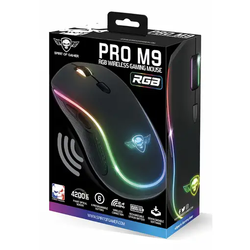 Spirit of Gamer PRO-M9 ratón Juego Ambidextro RF inalámbrico Óptico 4200 DPI