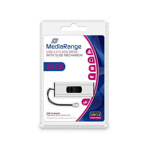 MediaRange MR916 unidad flash USB 32 GB USB tipo A 3.2 Gen 1 (3.1 Gen 1) Negro, Pl