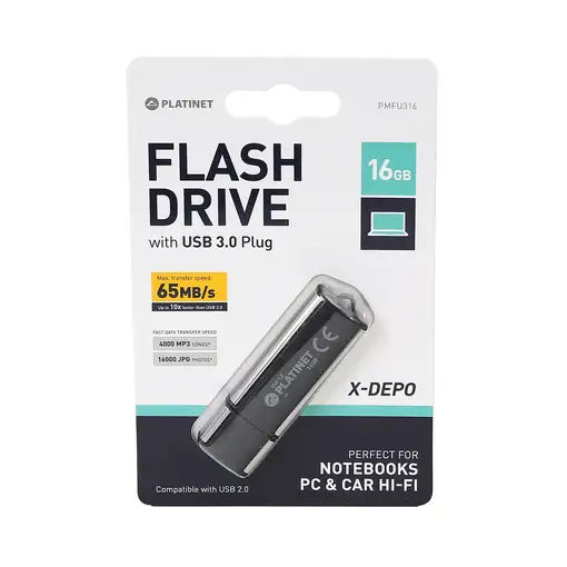 Platinet PMFU316 unidad flash USB 16 GB USB tipo A 3.2 Gen 2 (3.1 Gen 2) Negro