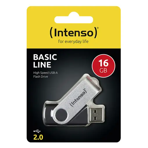 Intenso Basic Line unidad flash USB 16 GB USB tipo A 2.0 Negro, Plata