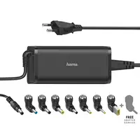 Hama | Cargador universal portátil con 8 adaptadores de 15-19V/90W, Color negro