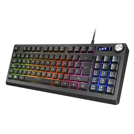 Mars Gaming MKREVOPT, Teclado H-Mech Compacto TKL y Pad Numérico, Iluminación Full