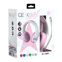 Konix Geek Girl Crystal Auriculares Alámbrico Diadema Juego Rosa, Blanco
