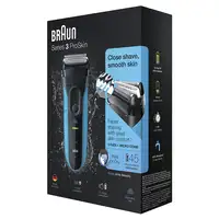 Braun Series 3 3010 Wet & Dry Máquina de afeitar de láminas Recortadora Negro, Azu