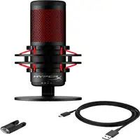 Micrófono USB HyperX QuadCast (negro-rojo) - iluminación roja