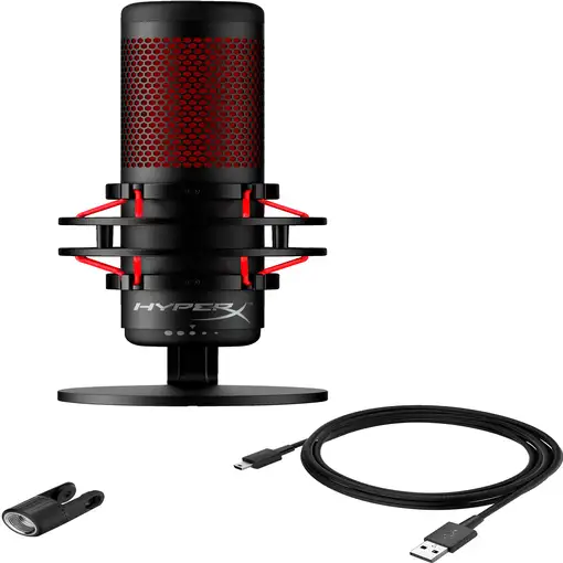 Micrófono USB HyperX QuadCast (negro-rojo) - iluminación roja