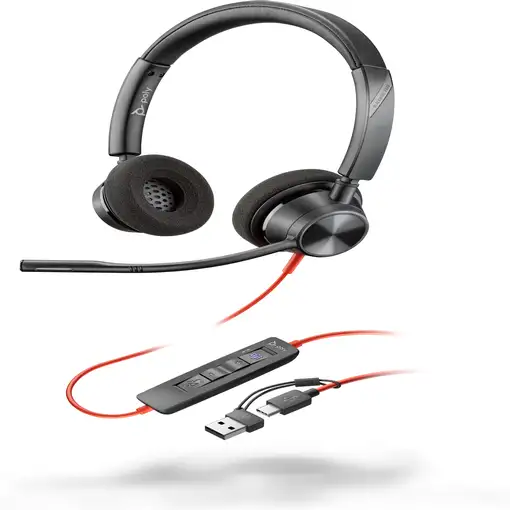 POLY Auriculares estéreo Blackwire 3320 con certificación Microsoft Teams USB-C +