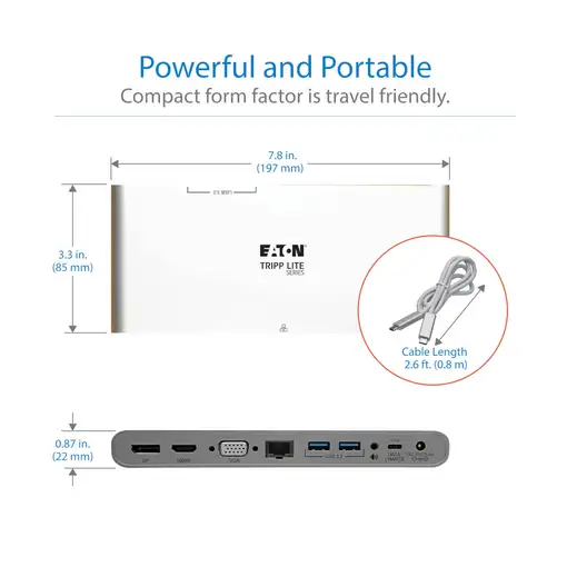 Tripp Lite U442-DOCK4-INT base para portátil y replicador de puertos Alámbrico USB