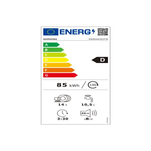 Samsung DW60A6092FW Independiente 14 cubiertos D