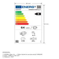 Samsung Lavavajillas Libre instalación 60cm 13 cubiertos Clase B Inox DW60DG760FSL