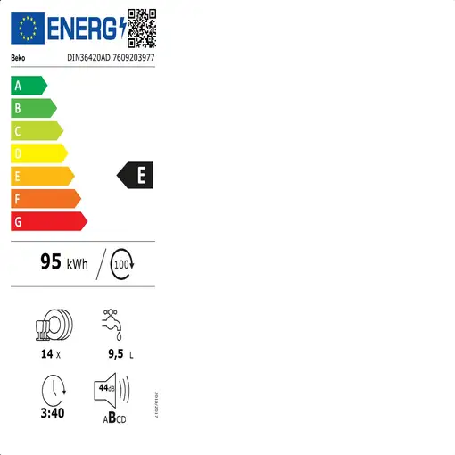 Beko DIN36420AD lavavajillas Semi integrado 14 cubiertos E