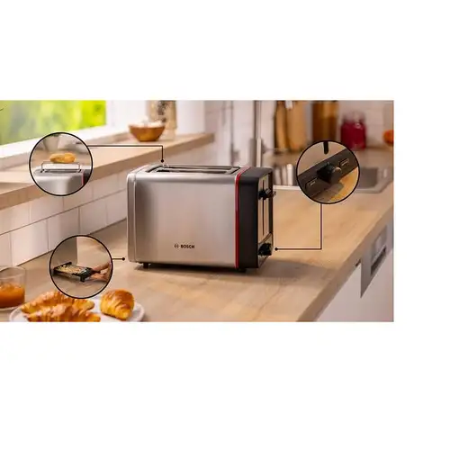Bosch TAT6M420 tostadora 2 rebanada(s) 970 W Acero inoxidable