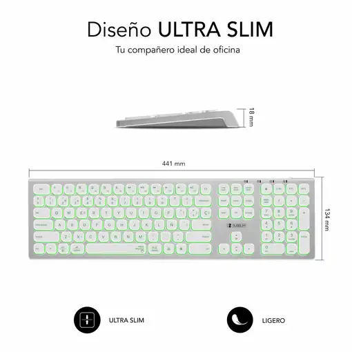 Teclado Bluetooth/2.4G Master Iluminado Extendido  BlancoPlata