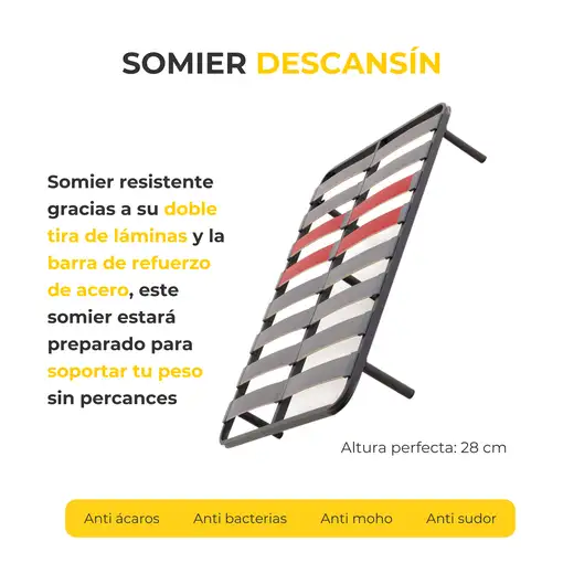 Pack Colchon Descansin + Somier con patas 80 x 190 | Alta Firmeza | Silencioso