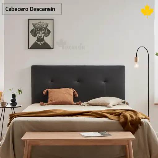 Cabecero de Cama Tapizado 150cm | Negro | Directo a suelo sin agujeros | Descansin