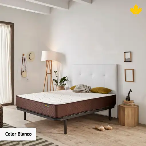 Cabecero de Cama Tapizado 135cm | Blanco | Directo a suelo sin agujeros |Descansin