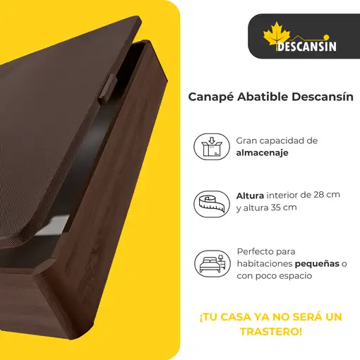 Canape Abatible 160 x 200 cm | Color Choco | Con Subida A Domicilio | Descansin