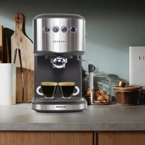 Cafetera Espresso Manual Toscana PRIXTON (20 Bares - Adaptador de Cápsulas )