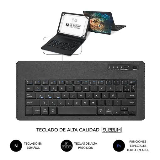 Funda Con Teclado Keytab Pro Bluetooth Trendy Leon