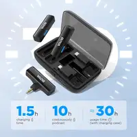 Micrófono Inalámbrico Doble Canal Omnidireccional Estuche de Carga Rango 100m