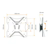 Soporte TV pared fijo y reclinable 28 a 42\  VESA 200x200 Kaorka 474403 Negro
