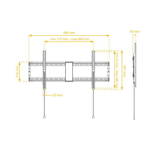 Soporte TV Pared  Fijo 70 A 90'' hasta 70 kg  máx. VESA 800x400 mm Metronic 451071