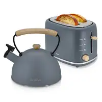 Set Tostadora Pan 2 Rebanadas + Tetera 2,3L Acero Inox,Inducción SKT1177GRY Briebe