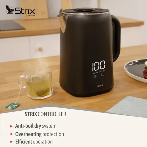 i-Black Hervidor Agua Eléctrico 1,7LRegulador Temperatura  Negro KT1175BLK BRIEBE