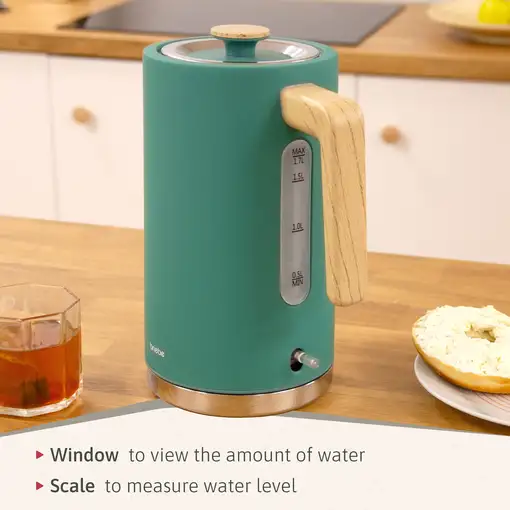 Nordic Hervidor Agua Eléctrico 1,7L Inalámbrico Libre BPA  Verde KT1165GRE BRIEBE