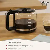 Cafetera Goteo 10 Tazas Máquina  Café Filtro Reutilizable, 1,25L, CM1171BLK Briebe