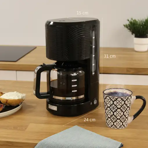 Cafetera Goteo 10 Tazas Máquina  Café Filtro Reutilizable, 1,25L, CM1171BLK Briebe