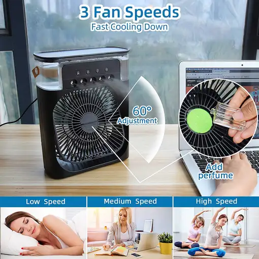 Mini Aire Acondicionado Ventilador Klack Portatil Enfriador de aire 4 en 1 Verde